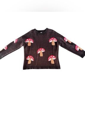 Just Polly Brown and Red Mushroom Crewneck Sweater Woman’s Large